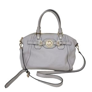 Michael Kors‎ Satchel Crossbody Bag Pebbled Ivory Leather Light Cream